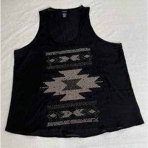 Rue21 Tank Womens XL Black /gold Studded Camisole Top Scoop Neck Sleeveless